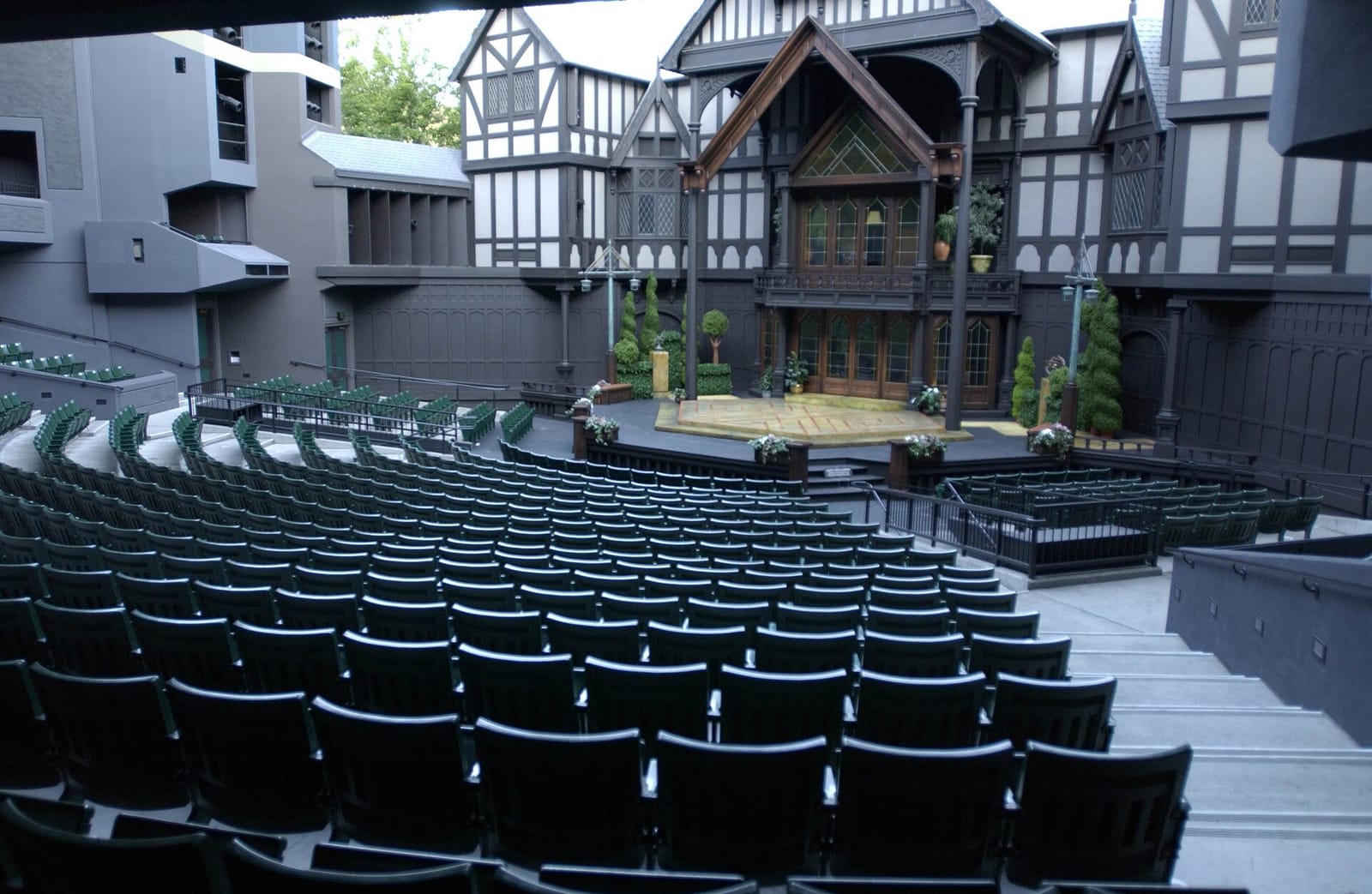 The Allen Elizabethan Theatre, the outdoor stage of the Oregon Shakespeare Festival in Ashland, Oregon.